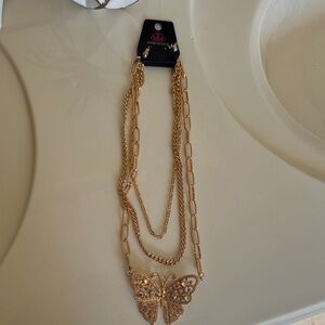 Paparazzi Gold Multi-Layer Butterfly Necklace